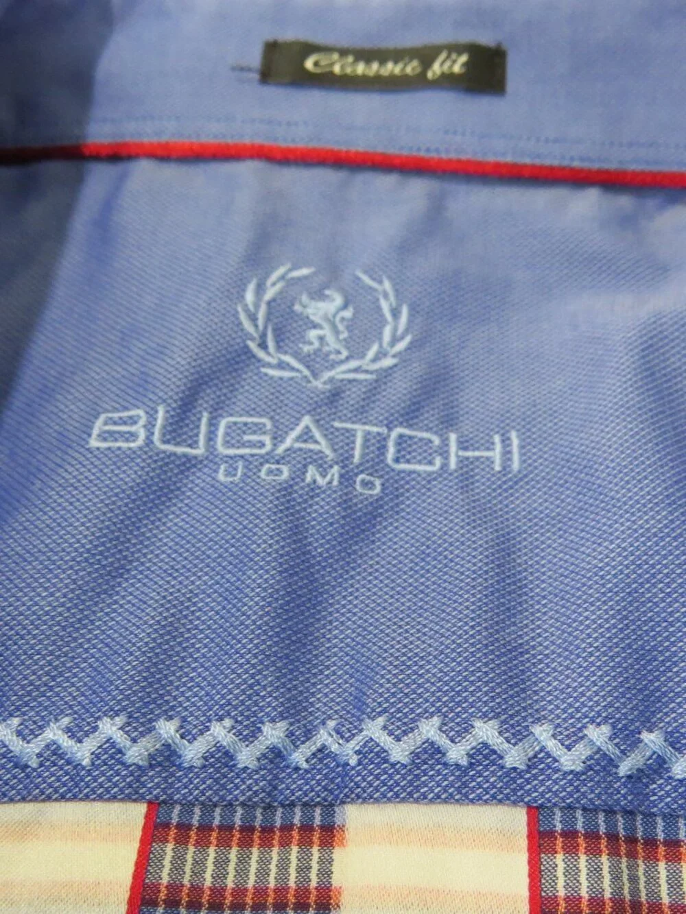 BUGATCHI Men's Button Down Shirt, Cotton SIZE Large Blue, Red, Plaid